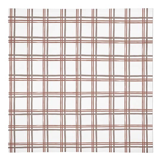 Holiday Plaid on White Cotton Twill Napkin